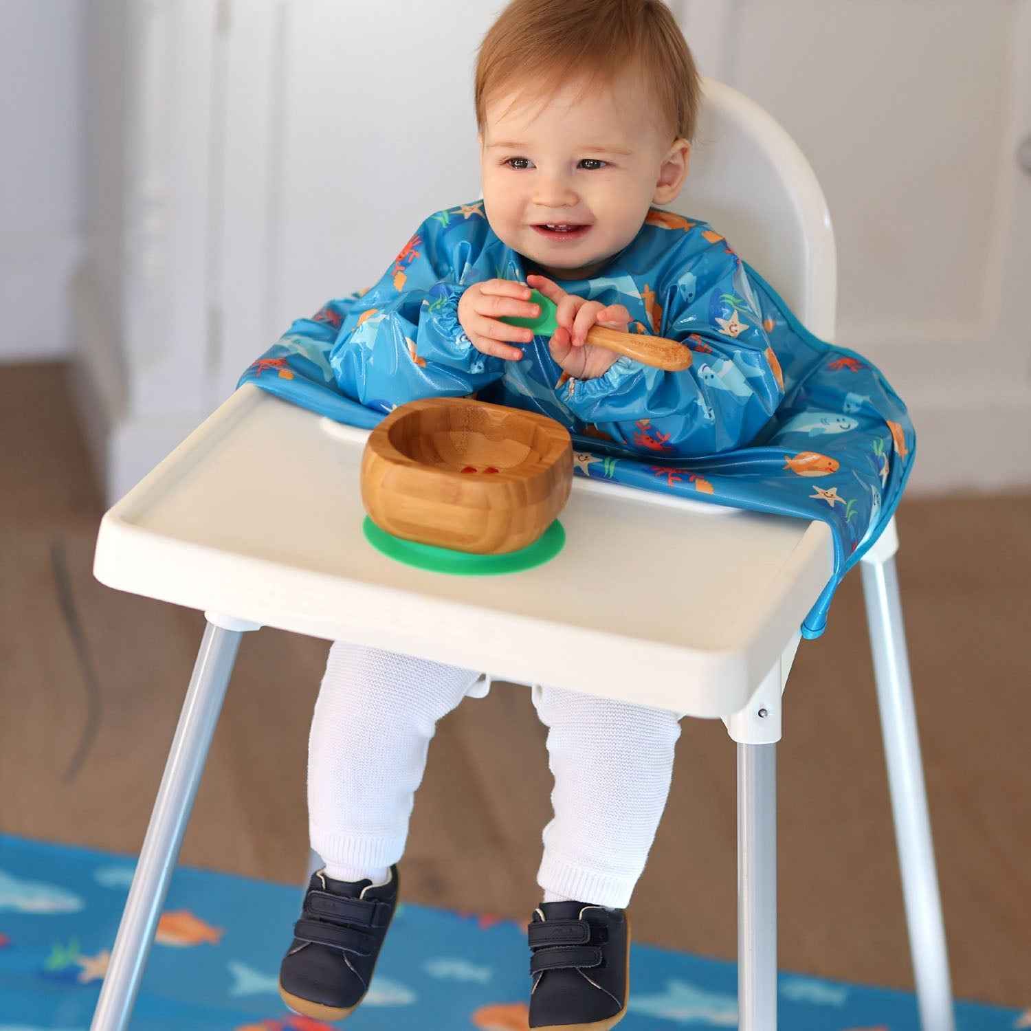 Wipeezee Coverall Bib - Turquoise Sea Creatures