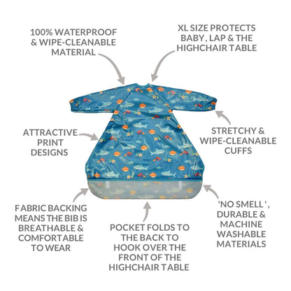 Wipeezee Coverall Bib - Turquoise Sea Creatures