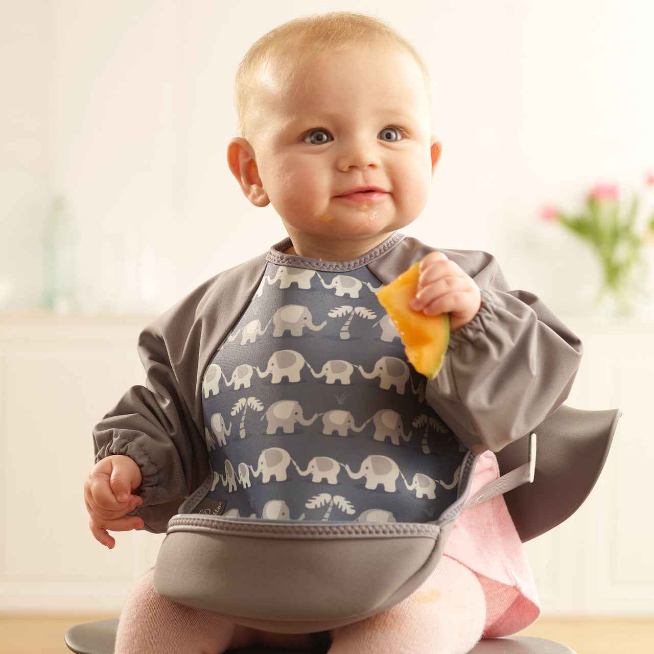Weaning Bib with Sleeves - Elephants UltraBib