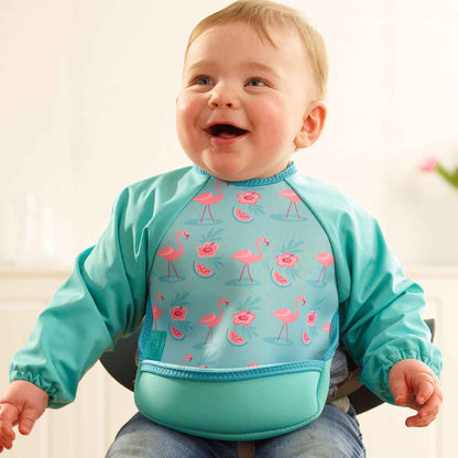Weaning Bib with Sleeves - Flamingos UltraBib