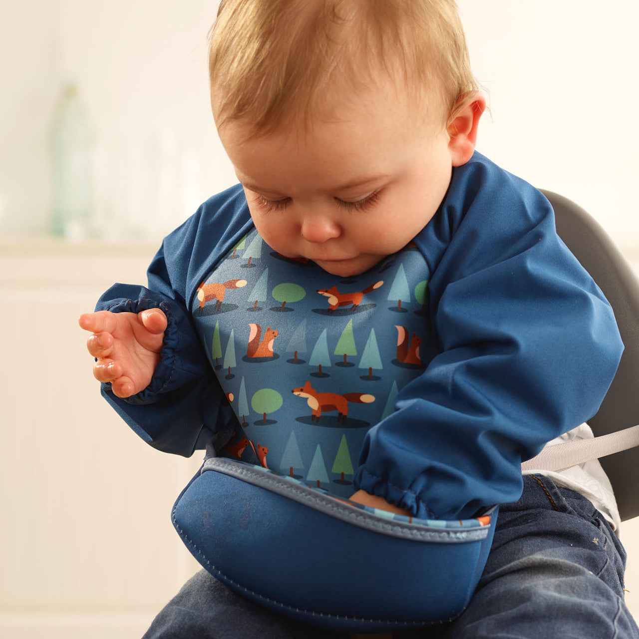 Weaning Bib with Sleeves - Foxes UltraBib