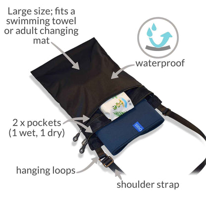 Adult Changing Mat and Waterproof Bag Set - Aubergine/Black