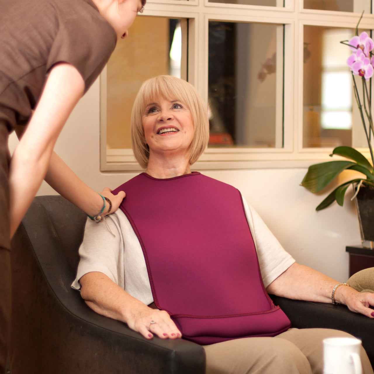 Tabard style adult bib - Medium Burgundy