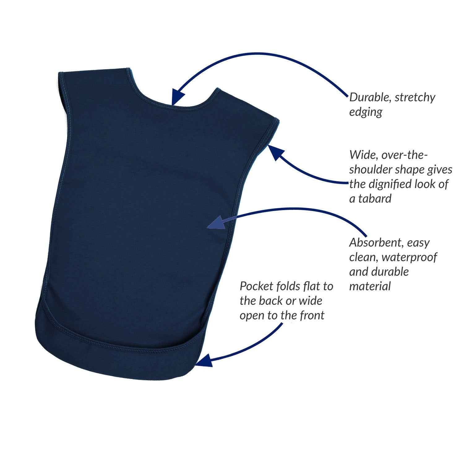 Tabard style adult bib - Large Navy