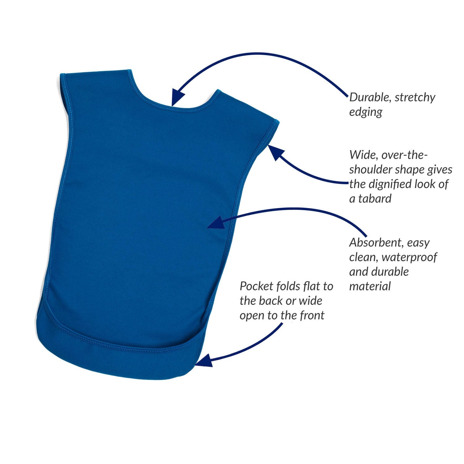 Tabard style adult bib - Small Blue