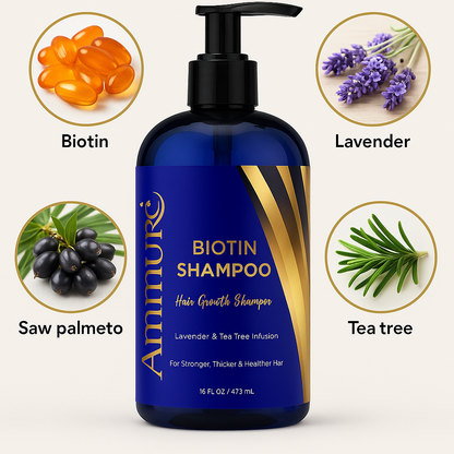 Ammuri Supreme Biotin Shampoo – Daily Hair Care for Thicker-Looking Hair (473ml)