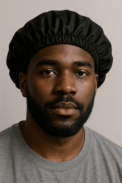 Men’s Satin Hair Bonnet – Adjustable, Drawstring, Breathable, Protective for Waves &amp; Curly Hair