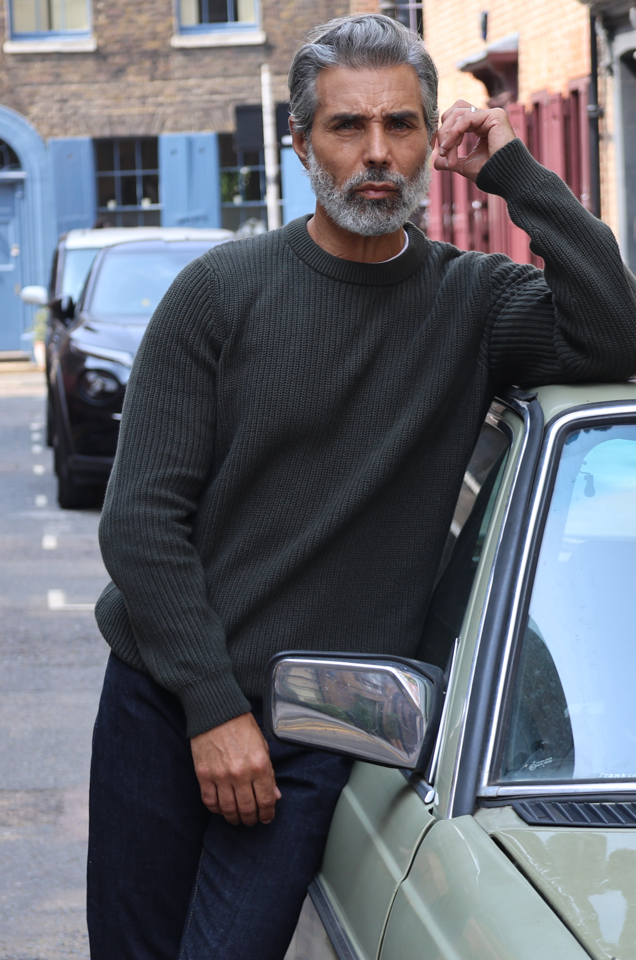 J Hailey Crew Knit - Dark Olive