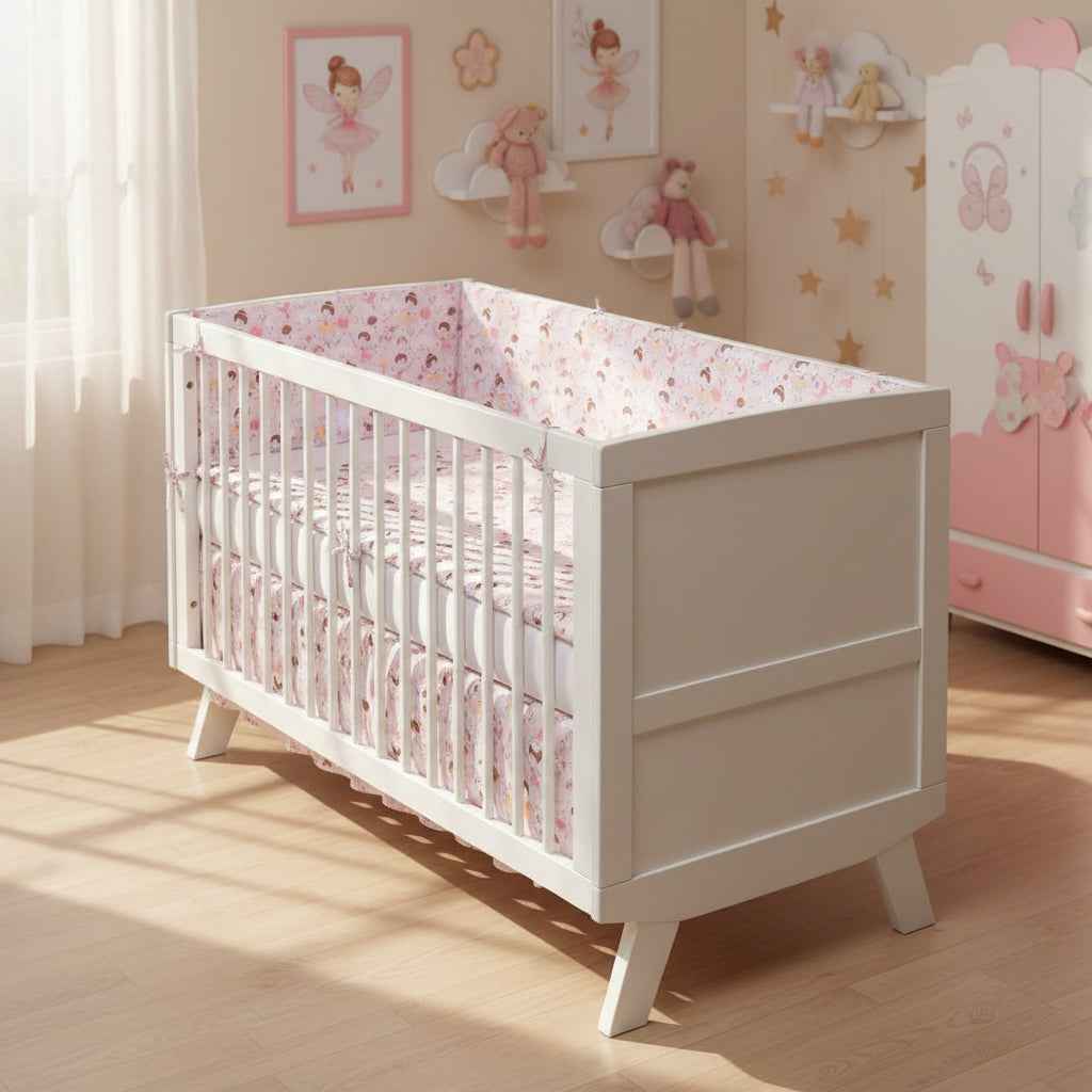 FORREST 3 Piece Reversible Cot Bed Set – Organic Cotton Baby Bedding - Fairy