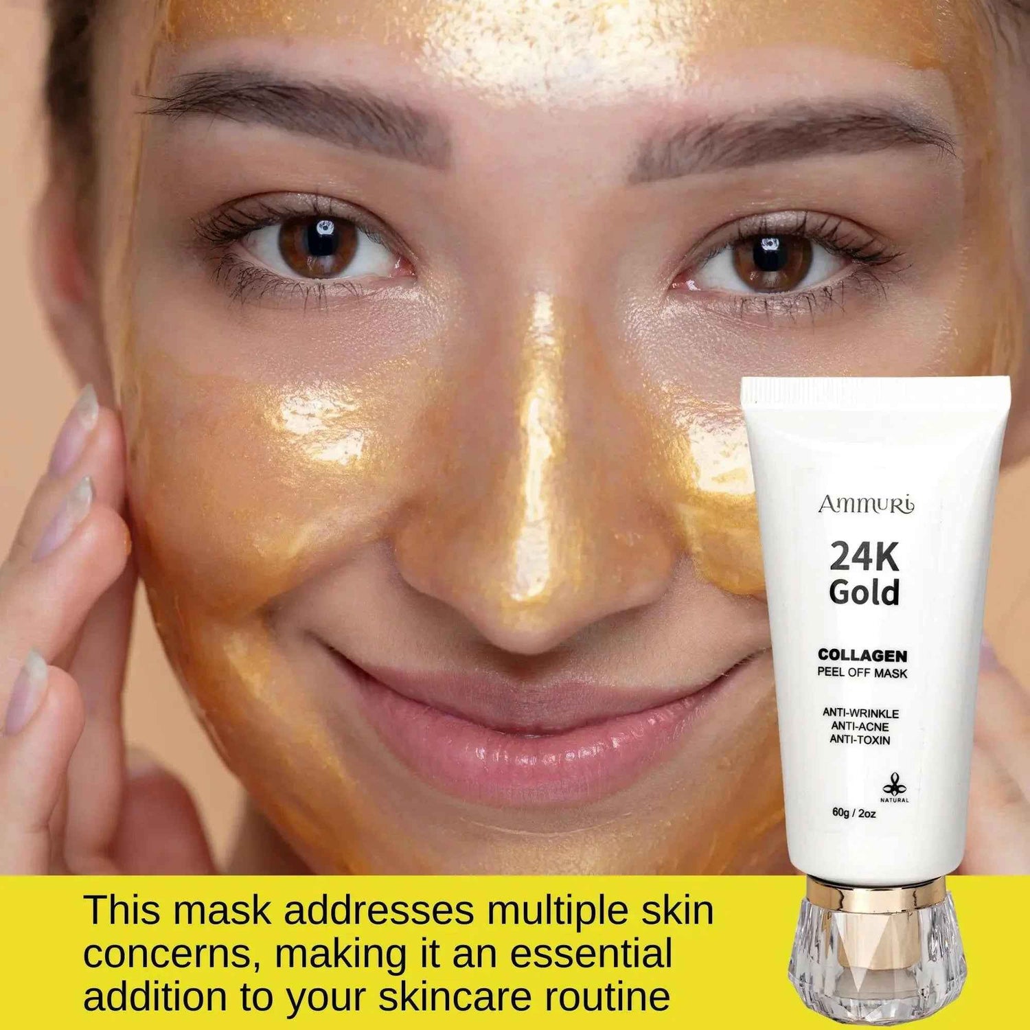 Ammuri 24K Gold Peel-Off Face Mask – Deep Cleansing &amp; Brightening Pore Minimiser (60ml)