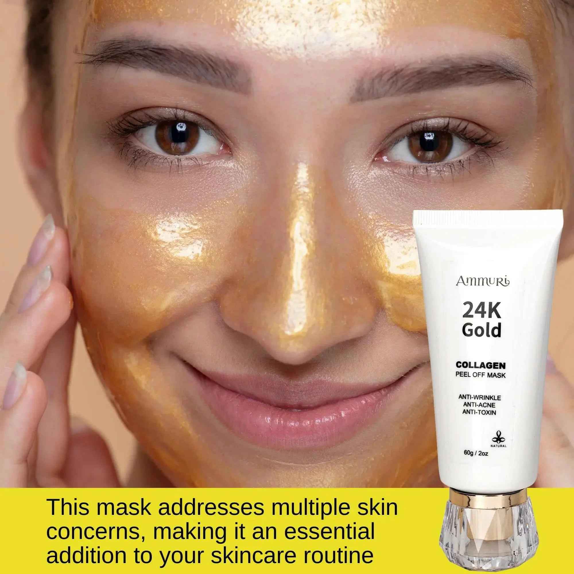 Ammuri 24K Gold Peel-Off Face Mask – Deep Cleansing &amp; Brightening Pore Minimiser (60ml)
