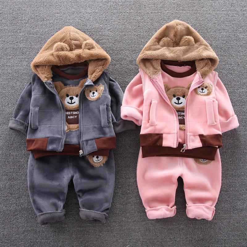 3pc/Set Animal Bear Baby Set For Newborn Winter Infant Clothing Sets Super Keep Warm Baby Girl Clothes Kids Sport Suit Outfits