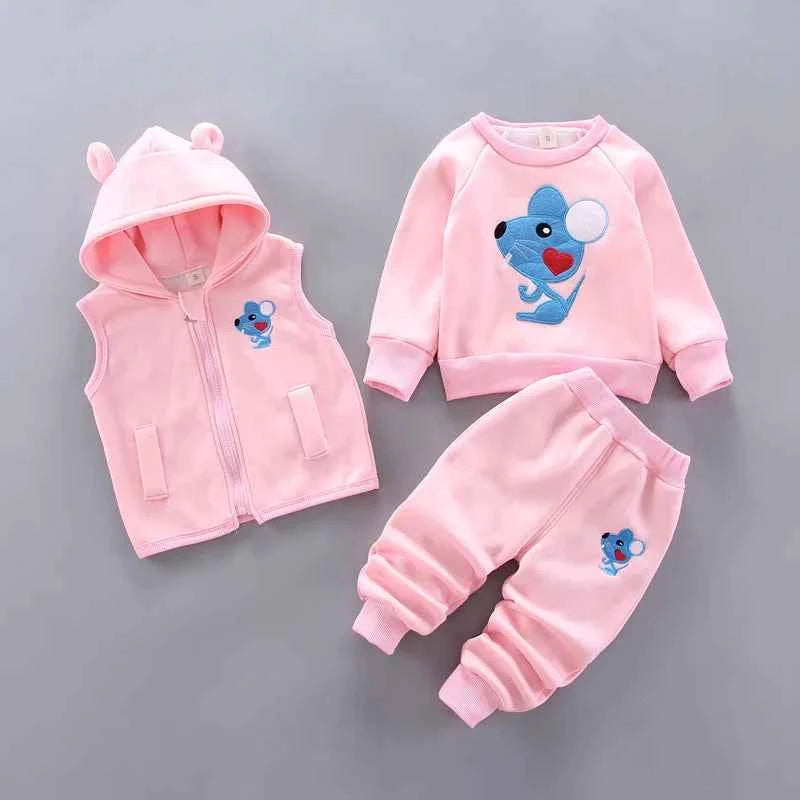 3pc/Set Animal Bear Baby Set For Newborn Winter Infant Clothing Sets Super Keep Warm Baby Girl Clothes Kids Sport Suit Outfits