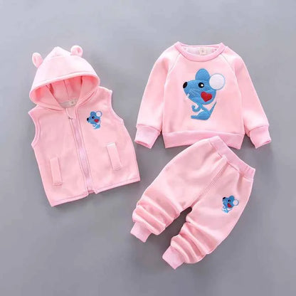 3pc/Set Animal Bear Baby Set For Newborn Winter Infant Clothing Sets Super Keep Warm Baby Girl Clothes Kids Sport Suit Outfits