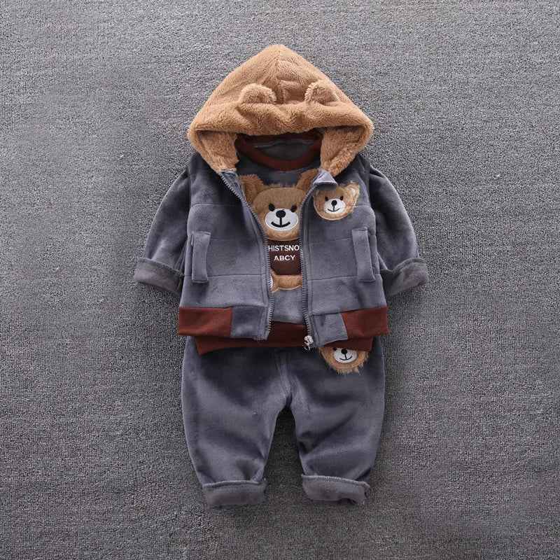 3pc/Set Animal Bear Baby Set For Newborn Winter Infant Clothing Sets Super Keep Warm Baby Girl Clothes Kids Sport Suit Outfits