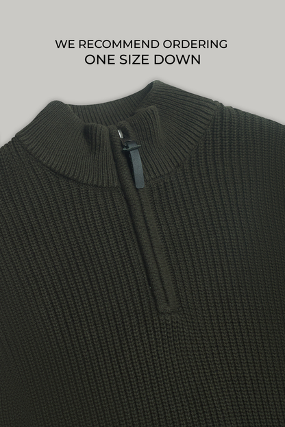 J Hailey Quarter Zip Knit -  Dark Sage