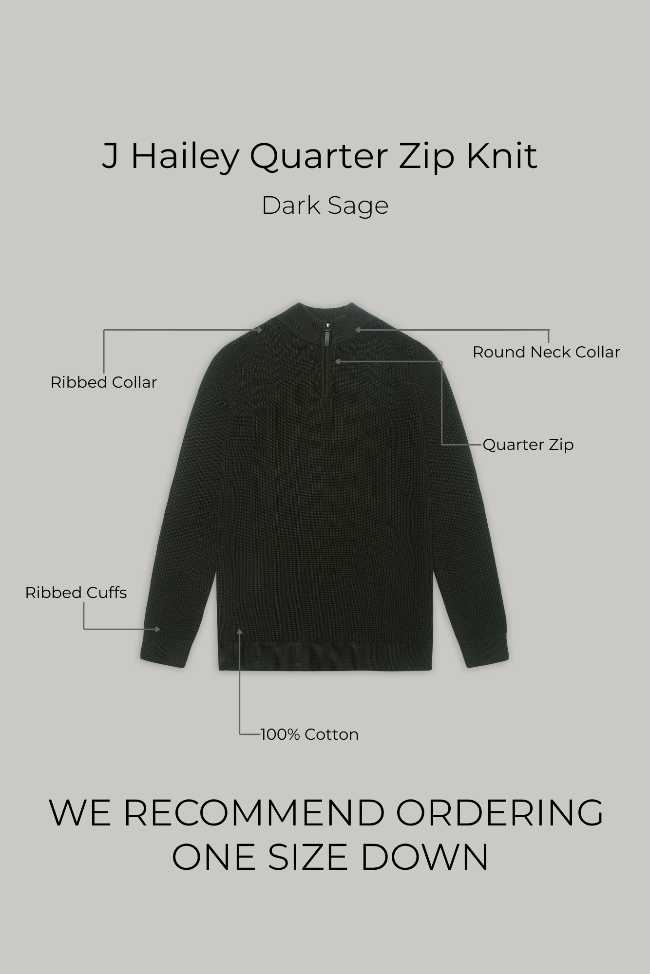 J Hailey Quarter Zip Knit -  Dark Sage