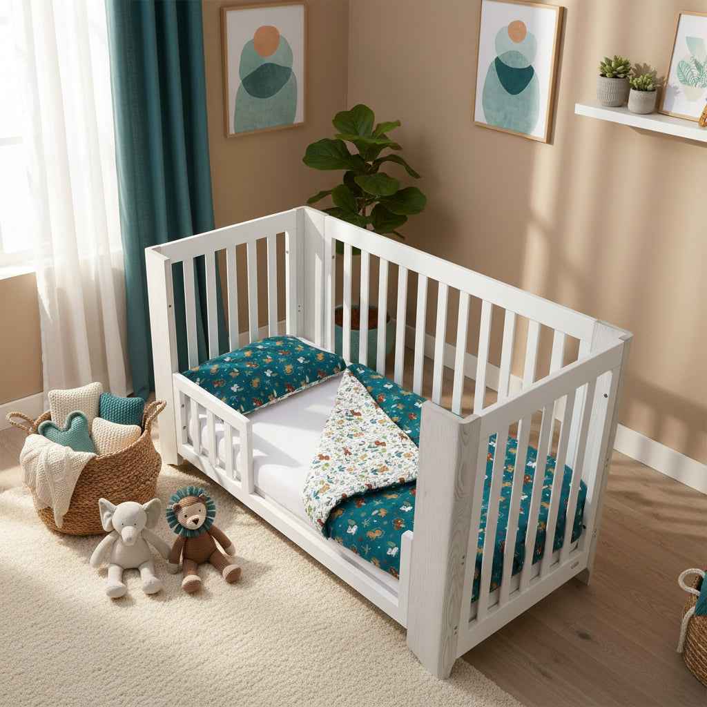 FORREST 3 Piece Reversible Cot Bed Set – Organic Cotton Baby Bedding - Jungle