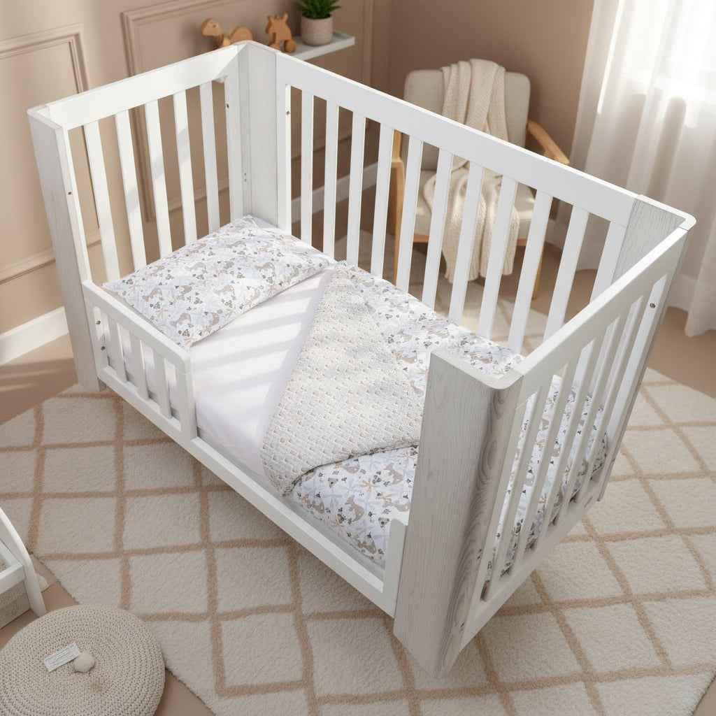 FORREST 3 Piece Reversible Cot Bed Set – Organic Cotton Baby Bedding - Koalaroo