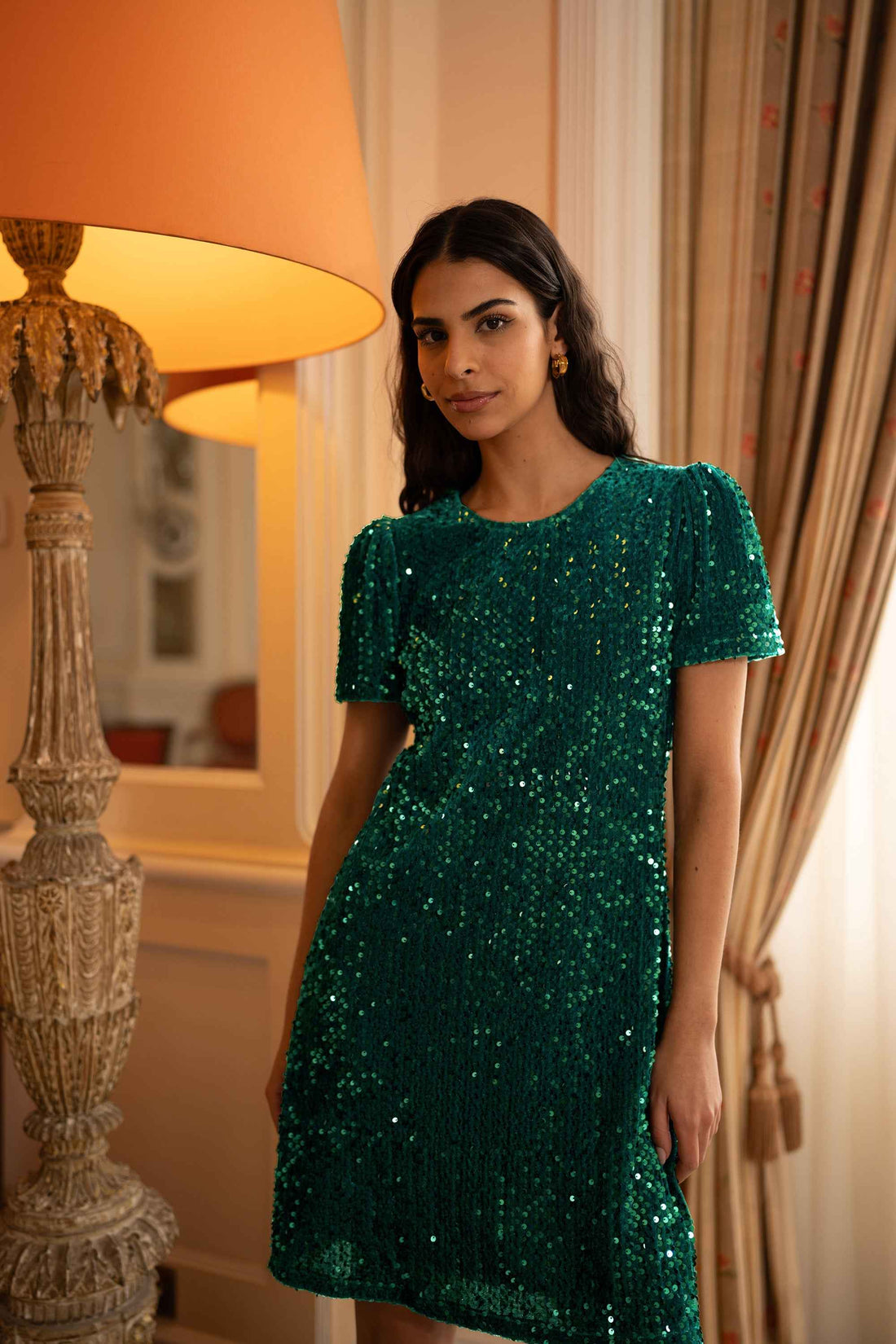Yumi Green Sequin Tunic Dress