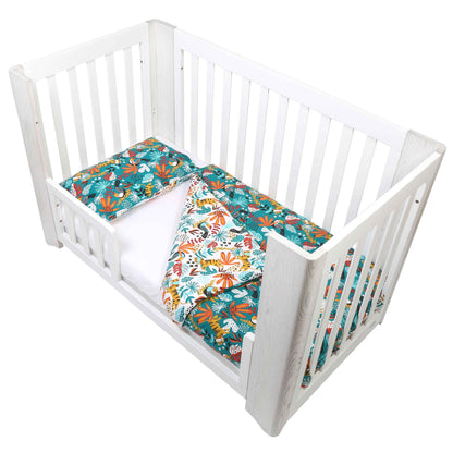 FORREST 3 Piece Reversible Cot Bed Set – Organic Cotton Baby Bedding - Rainforest