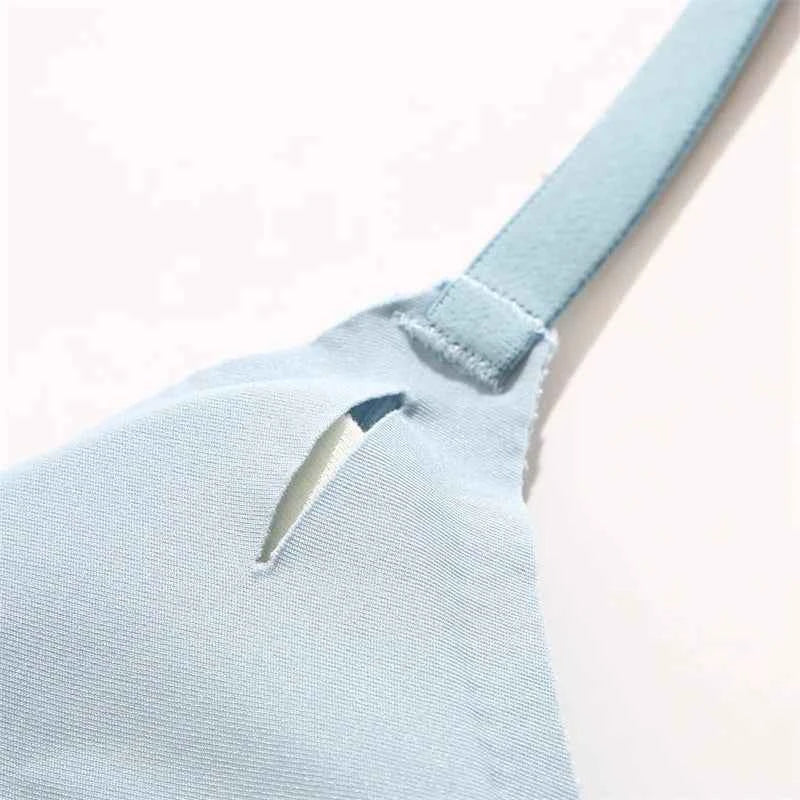 FINETOO Women Wireless Bra Deep V Padded Bralette S-XL Trendy Stripe Knitting Bras Sexy Ladies Brassiere Solid Underwear 6 Color