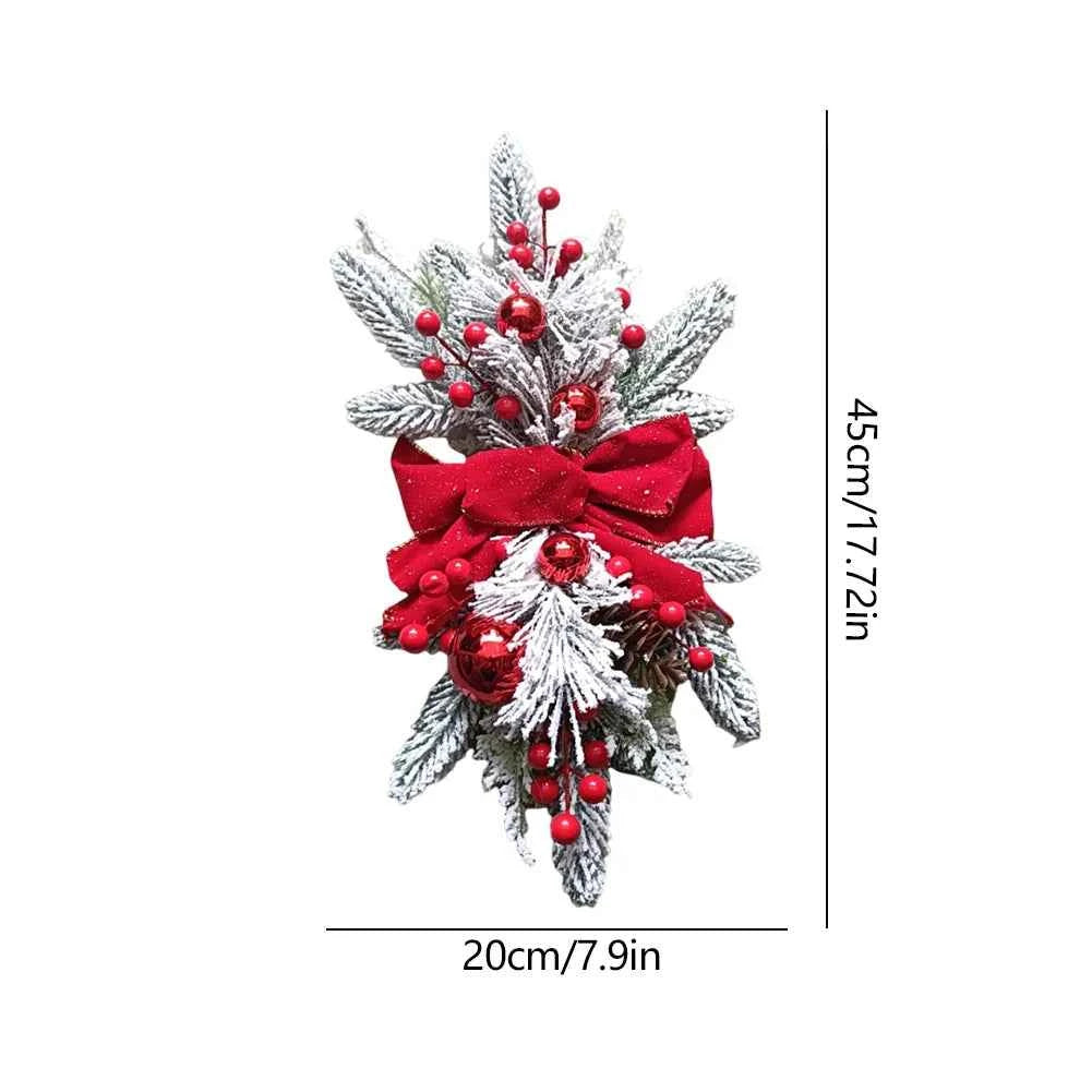 Without/with Light Christmas Wreath Centerpiece Decoration Round Holiday Wall Door Hanging Ornament Swag Trim Garland Home Decor