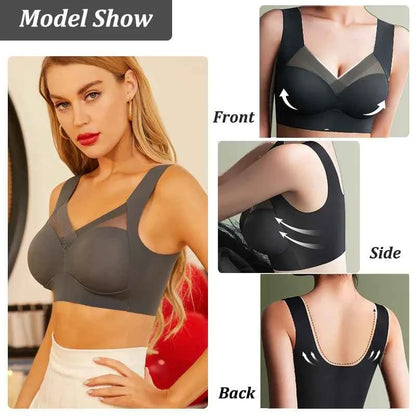 Women Sexy Bra Full Cup Brassiere Female U Back Underwear Lace Splicing Pespective Bralette V Neck Intimates Lingerie Large Size