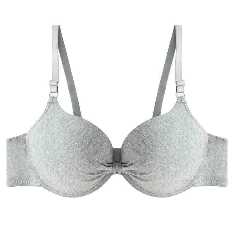 Bras Sexy Women Cotton Gathered Bra Deep V Underwire Ladied Brassiere Push Up Lingerie Solid Bras Backless Intimate Underwear