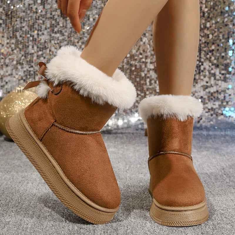 New Fashionable Bow Round Toe Elegant Snow Boots