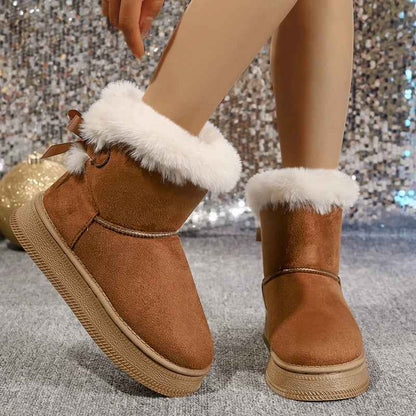 New Fashionable Bow Round Toe Elegant Snow Boots