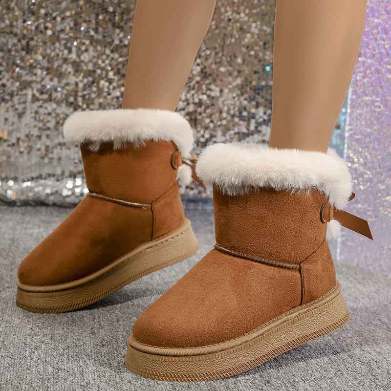 New Fashionable Bow Round Toe Elegant Snow Boots