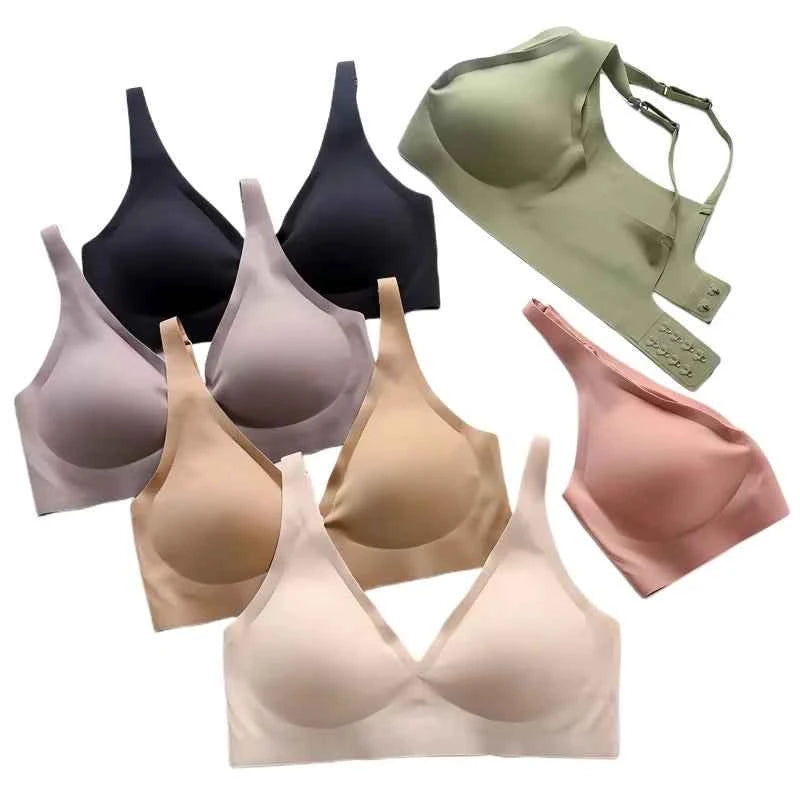 Sexy Seamless Bras For Women Wire Free Push Up Brassiere V Neck Bralette Women&