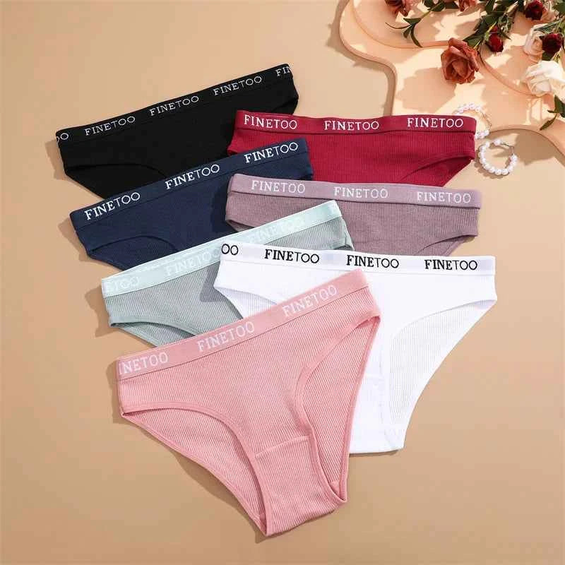 FINETOO 4Pcs Cotton Striped Underwear Women&