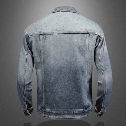Men’s Classic Denim Jacket – Retro Casual Streetwear Outerwear with Turn-Down Collar and Button Closure, All-Season Fashion Coat