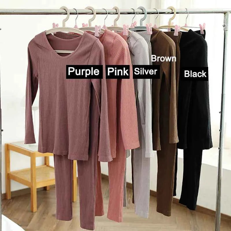 Warm Thermal Underwear Sexy Ladies Intimates Long Johns Women Shaped Sets Female Middle Collar Thermal Shaping Clothes