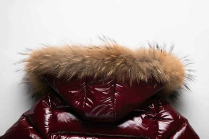 Kids Winter Down Jacket For Real Fur Waterproof Shiny Thick Warm Jackets