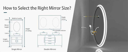 LED Bathroom Mirror Round 600/800mm Illuminated Dimmable Backlit Lighted Wall Vanity Mirror Anti-fog Smart Makeup Shaving Mirror