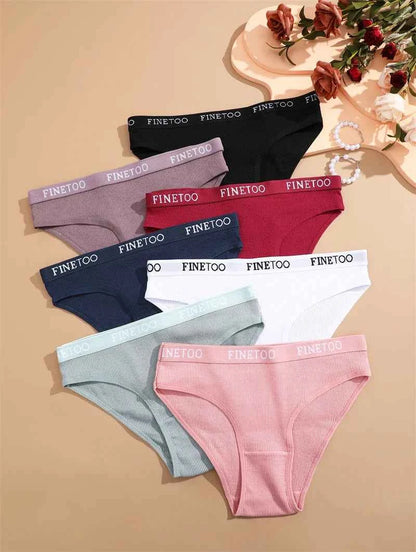 FINETOO 4Pcs Cotton Striped Underwear Women&