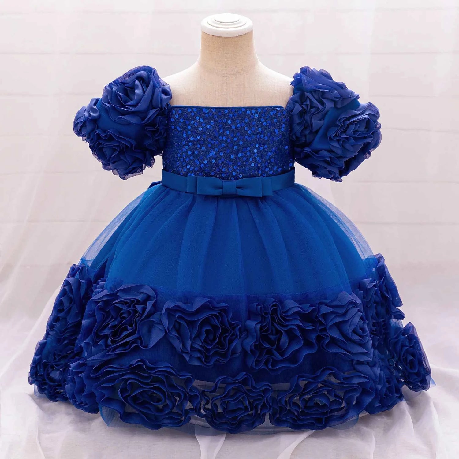 Girls 3D Flower Party Princess Dress for Baby Christmas Gown 1-10 Yrs Birthday Bow Tulle Bridemaid Dresses Wedding Kids Clothing