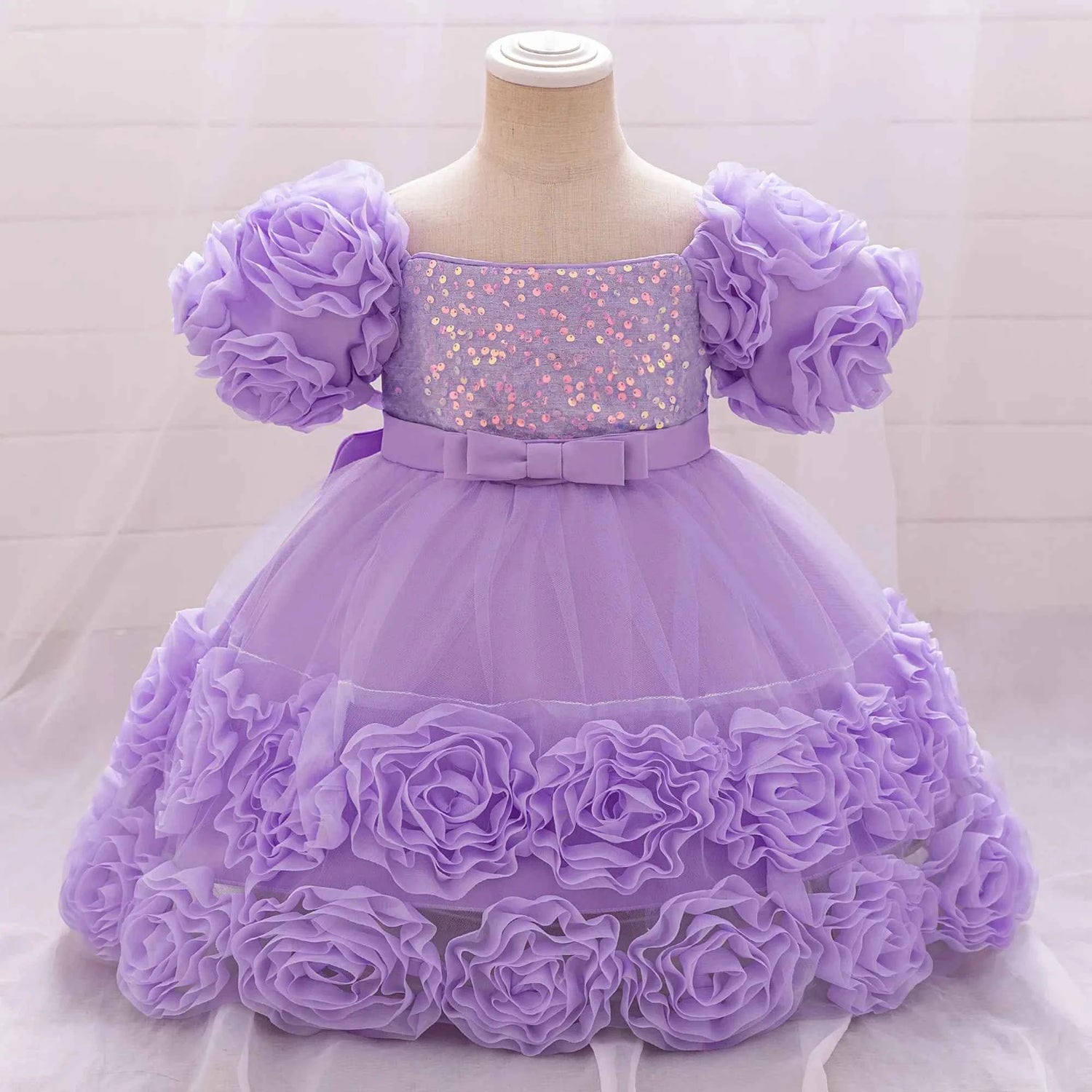 Girls 3D Flower Party Princess Dress for Baby Christmas Gown 1-10 Yrs Birthday Bow Tulle Bridemaid Dresses Wedding Kids Clothing
