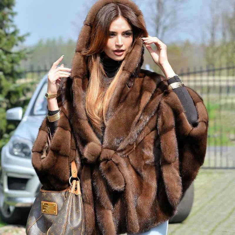 New Elegant Quality Faux Fur Hooded Women&