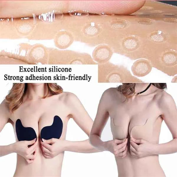 Invisible Push Up Bra for Women Backless Strapless Bra Seamless Front Closure Bralette Underwear Silicone Self-Adhesive Bra Pads