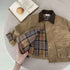 Boys Plaid Lined Jacket, Spring Autumn Cotton Coat