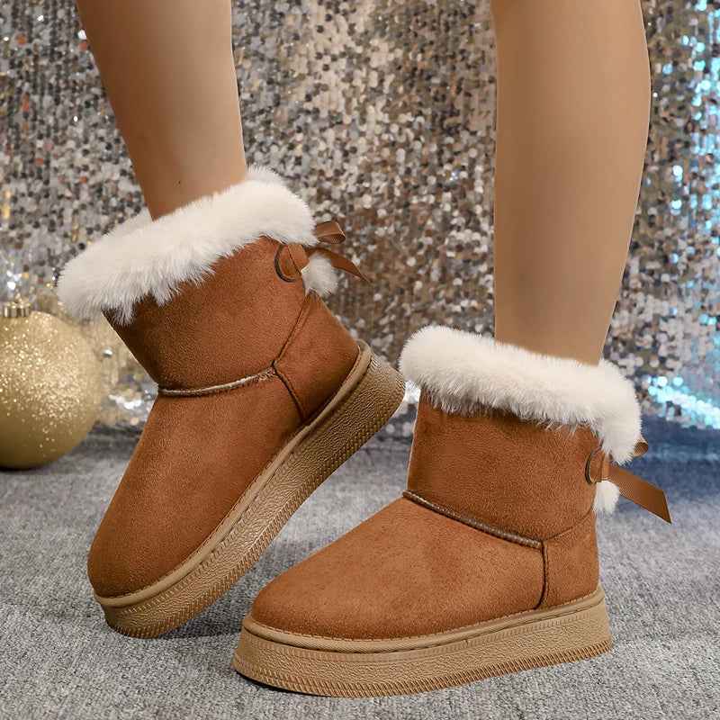 New Fashionable Bow Round Toe Elegant Snow Boots