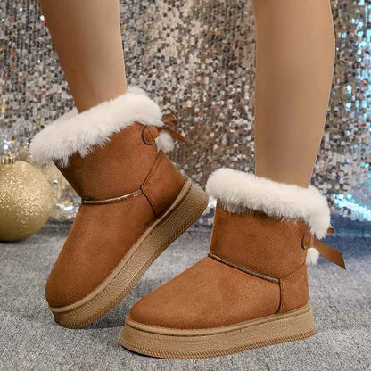 New Fashionable Bow Round Toe Elegant Snow Boots