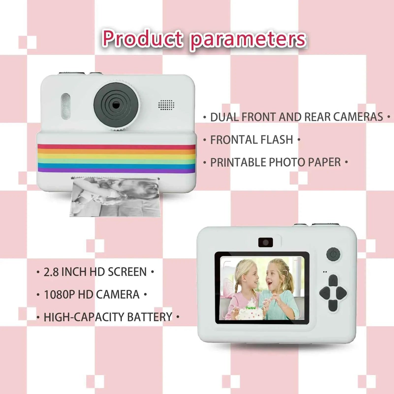Digital Children Camera For Photography Mini Printer Portable Thermal Instant Print Photo Kids Camera 2.8inch HD Video Toy Gifts