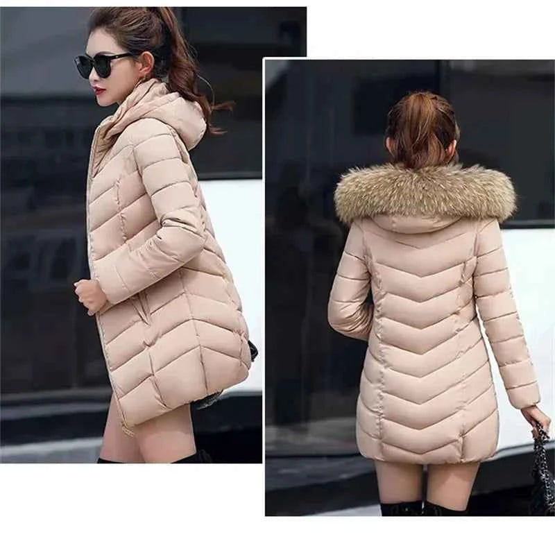 Winter Warm Fur Collar Hooded Women&