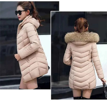 Winter Warm Fur Collar Hooded Women&