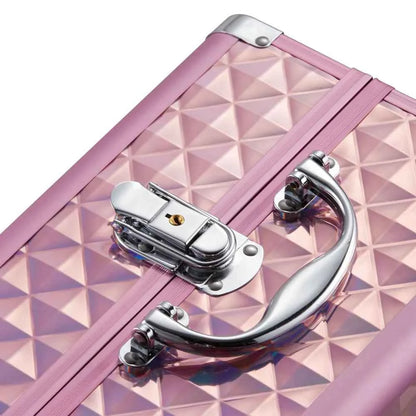 Modishion Professional Makeup Case Portable Makeup Case 2 Trays with Mirror Makeup Tool Storage Box Travel Makeup Case